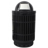 WITT Mason Collection Outdoor Waste Receptacle with Dome Top - 40 Gallon, Black